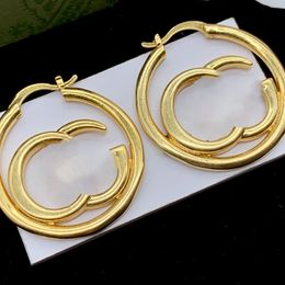 Circle Hollow Earrings 18k Gold Plated 925 Silver Earrings Ladies Letter Stainless Steal Eardrops Stylish Classic Party Headdress