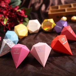 Whole-10 Colour 100pcs Diamond Candy Box Wedding Favour Boxes Red Gold Silver Sweet Gift Box Casamento Wedding Favors259A