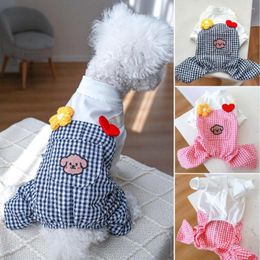 Dog Apparel Pet Jumpsuit Round Neck Comfortable Plaid Romper Clothes Supplies Bichon Skirt Bow Suspender Teddy Yorkshire Cool