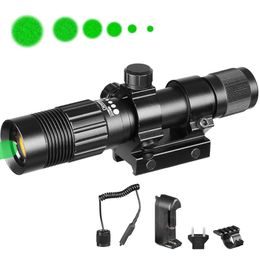 FIRE WOLF Tactical Optics Hunting Green Laser Flashlight Designator Night Vision with Remote Switch & RifleScope Ring