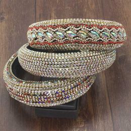 Rhinestones Pearl pellet heavy industry Baroque Sparkly Big Padded Headbands AB Crystal accessories Women Headband268Z