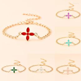 Charm Bracelets MINHIN Trend Female Fashion Geometric Bracelet For Women Simple Punk Metal Leaf Roman Jewellery