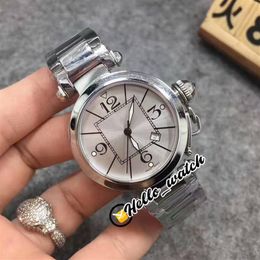 Fashion New Pasha C 34mm W31074M7 White Dial Swiss Quartz Womens Watch Sapphire Stainless Steel Bracelet Ladies Watches Hello Watc315S