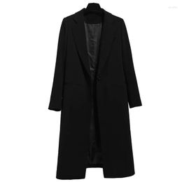 Women's Suits 2023 Black Long Blazers Women Spring Autumn Fashion Suit Jacket Slim Casual Tops Lady Office Outerwear Windbreaker Coat