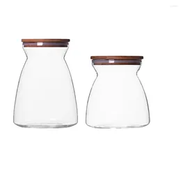 Storage Bottles 2 Pcs Snack Jar Glass Container Tea Clear Candy Jars Food Containers Cover