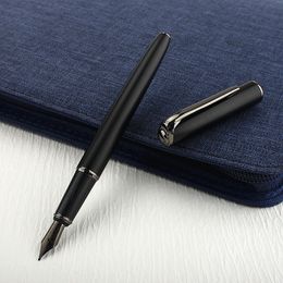 Gift Fountain Pens Picasso All Black Metal Fountain Pen Black M Nib Matte Barrel for Office Business Gift Ink Pen 230720