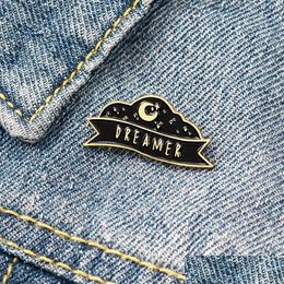 Pins Brooches Night Moon Starry Dreamer Enamel Pins Fashion Black Badges Cute Unique Design Gifts To Friends Wholesale Drop Deliver Dhujq