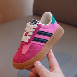 Sneakers Kid Suede Color Splicing Casual Shoes Girl Boy Lace Up Autumn Child Walk Runing Sport Trainers Size 26 37 230720