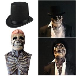 Halloween 3D Horror Reality Full Head Skull Mask Scary Mask Cosplay Party Skull Latex Movable Jaw Helmet Skeleton Decoration