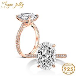 Cluster Rings JoyceJelly 925 Sterling Silver Women 5 S Created Mossanites Oval Design Rose Gold Color Fine Wedding Gifts Whole2798
