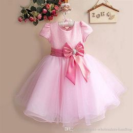 2-7 Years Girls short-sleeved sequined bow dress Princess dresses Flower Girl wedding dress244w