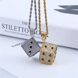 Mes Hip Hop Necklaces Jewlery High Quality Gold CZ Dice Pendant Necklace for Men Women Hip Hop Jewellery Nice Gift195u