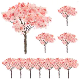 Decorative Flowers 12 Pcs Cherry Layout Miniature Micro-landscape Ornament Artificial Plants Outdoors Tree Fake Blossom Simulated Abs Sand