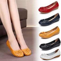 Dress Shoes New Moccasins Women Flats Woman Loafers Genuine Leather Shoes Slip on Ballet Bowtie Women Flat Shoes Plus Size 34-43 L230721