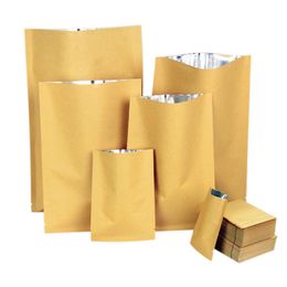 100pcs open top vacuum seal kraft brown paper package bags heat seal valve packing bags food storage packaging pouch bags288d