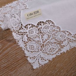 Towel A007 White premium cotton lace handkerchiefs crochet hankies for women/ladies wedding gift 230721