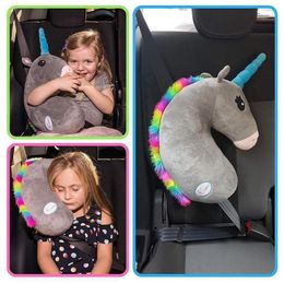 Plush Pillows Cushions Cute Cartoon Car Sefety Seat Belt Cover Child Unicorn Pillow Seat Belt Shoulder Pad Protection Plush Padding Car Accessories 230720
