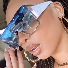 Sunglasses Oversized Square Women 2023 Fashion Metal Frame Vintage Sun Glasses Men Shades Retro Gradient Visor Zonnebril Dames