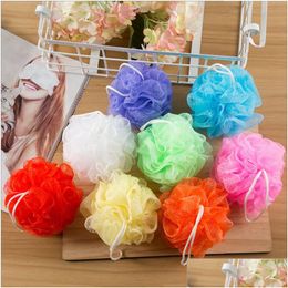 Bath Brushes Sponges Scrubbers Shower Wash Body Exfoliate Puff Sponge Mesh Net Ball Spa Scrubber Drop Delivery Home Garden Bathro Dhdwb