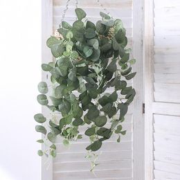 Decorative Flowers Artificial Hanging Plants Fake Eucalyptus Faux Plant For Wall Room Home Indoor Outdoor Shelf Decor