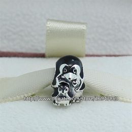 100% S925 Sterling Silver Penguin Family Charm Bead with Black Enamel Fits European Pandora Jewellery Bracelets Necklaces & Pendant221m