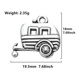 2021 Antique Silver Plated Camping Trailer Charm Travel Pendant Zinc Alloy Metal DIY Jewellery Making302I