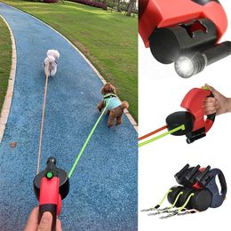 Dog Collars Leashes Retractable Dual Pet Leash For 2 Small Dogs Cats Zero Tangle Puppy Traction Rope Outdoor Running Training Accessories 230720