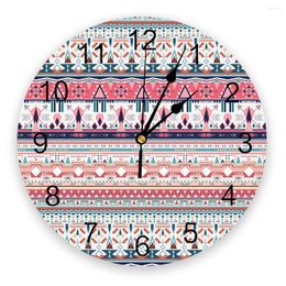 Wall Clocks Bohemian Ethnic Pattern 3d Clock Modern Design Farmhouse Decor Kitchen Vintage PVC Round Living Room Decoration