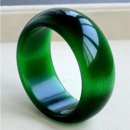 Natural Cat's Eye Stone green opal bracelets shiny emerald green large wide thick crystal bracelet children with jade bracele298A