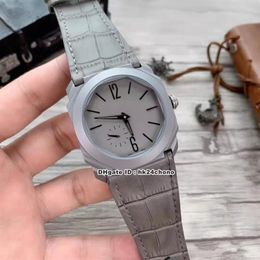 11 Style Octo Finissimo Titanium Steel Automatic Mens Watch 102711 Grey Dial Leather Strap Gents Sport Watches3301