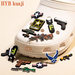 HYBkuaji custom popular handguns shoe charms wholesale shoes decorations pvc buckles for shoes