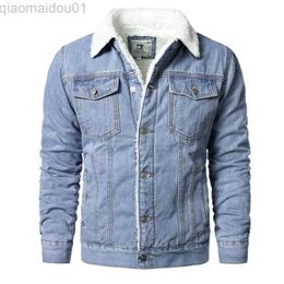 Men's Jackets Men Light Blue Denim Jackets Slim Casual Denim Coats New Male High Quality Cotton Thicker Winter Jean Jackets Warm Coats XS-6XL L230721