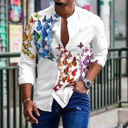 Men's Casual Shirts Spring Autumn Men Ink Paint Turn Down Collar Long Sleeve Oversized Shirt Slim Top Mens Fashion Casual Streetwear Shirts Tops L230721