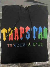 Men's Hoodies Sweatshirts hoodie Trapstar rainbow towel embroidery decoding hooded sportswear men and women sportswear suit zipper trousers Size SXL J230721