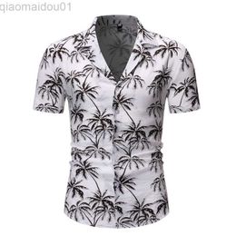 Men's Casual Shirts Men Hawaiian Shirt 2022 Summer Fashion Camisa Masculina Palm Tree Print Short Sleeve Dress Shirt Men Button Down Hawaii Shirts L230721