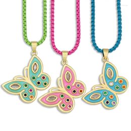 Pendant Necklaces High Quality Metallic Copper Insect Necklace For Women Butterfly With Multicolor Small Amount Of Zircon Fashion Jewellery