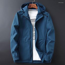 Men's Jackets Plus Size 8XL Lightweight Windbreaker Jacket Men Autumn Spring Casual Hooded Streetwear Solid Color Thin Coats 2023