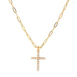 Pendant Necklaces Youthway Stainless Steel Faux Pearl Cross Necklace Waterproof Charm Metal Gold Colour Unisex Fashion Jewellery For Men