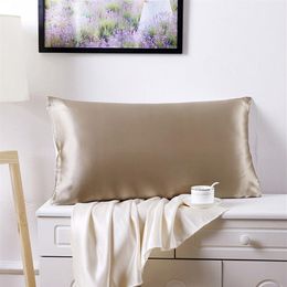 1PC 100% Nature Mulberry Silk Pillowcase Custom Pillow Case Silk Satin Pillowcase for Healthy Standard Queen King Multicolor217F