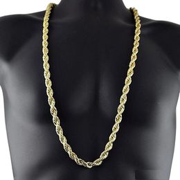 8mm Thick 76cm Long Solid Rope ed Chain 24K Gold Silver Plated Hiphop ed Chain Necklace For mens288p