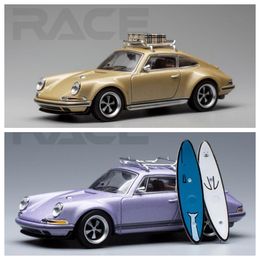 Transformation toys Robots POP RACE 1 64 Porsche Singer 964 Gold Purple DieCast Model Car 230721