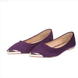 Dress Shoes Lady Hot Selling Big Size 33-48 Vintage Glitter Soft Flock Pointed Toe No Heel Flat Shoes Claussure In Spring Summer Purple Wine L230721