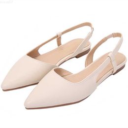 Dress Shoes Lady Microfiber Soft Sandals Back Buckle Strap Shoes Pointy Toe Flats With Seam Designer Brand Dress Elegant Tacons Mujer Black L230721