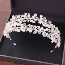 White Pearl Bridal Headpieces Tiaras Women Haribands Crown For Brides Hair Jewelry Wedding Hair Accessories Headwear Headbands CL0290t