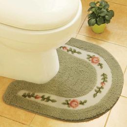 Carpet 50x50cm U Shaped Bath Mats Anti Slip Home Floral room Decoration Toilet Pedestal Lint Rug Accessories 230721