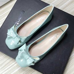 Dress Shoes Candy Colors Ballerine Femmes Shiny Patent Leather Bow Flats Square Toe Slip-On Designer Big Sizes Shoes EU42-48 29cm Blue Pink L230721