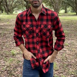 Men's Sweaters Men's Flannel plain long sleeve casual button shirt US regular fit size S to 2XL classic plaid double pocket design Z230721