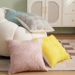 Pillow Home Fabric Embroidery Cover Pink Yellow Grey Circle Geometric Decorative Pillows Bedroom Office Sofa Waist Pillowcase