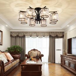 Chandeliers 3/6/8 Heads Crystal LED Lighting Wrought Iron Lustre Luminaire Ceiling For Living Room Kitchen