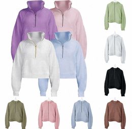 Scuba Felpa con cappuccio mezza zip da donna Lulus Fleece Velluto Ispessimento Giacche Felpe con cappuccio Sport Cerniera Terry Designer Felpe con cappuccio mezza zip Chothing Abbigliamento da yoga oversize Traspirante66